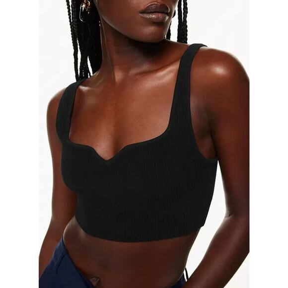 Babaton Sculpt Knit Notch Tank Top Black - XS - Picture 6 of 7